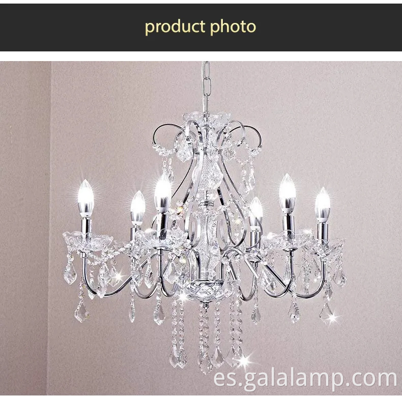 Elegante candelabro de cristal LED europeo para espacios de vida elegantes